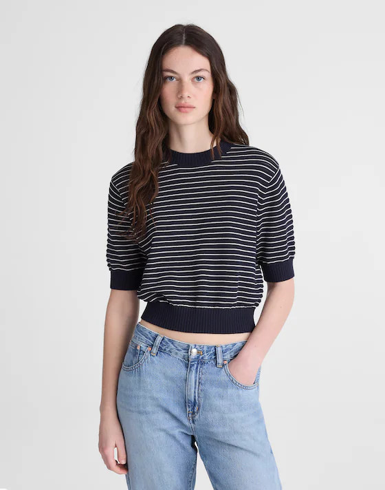 Textural-Stitch Crewneck Sweater in 100% Cotton | Madewell