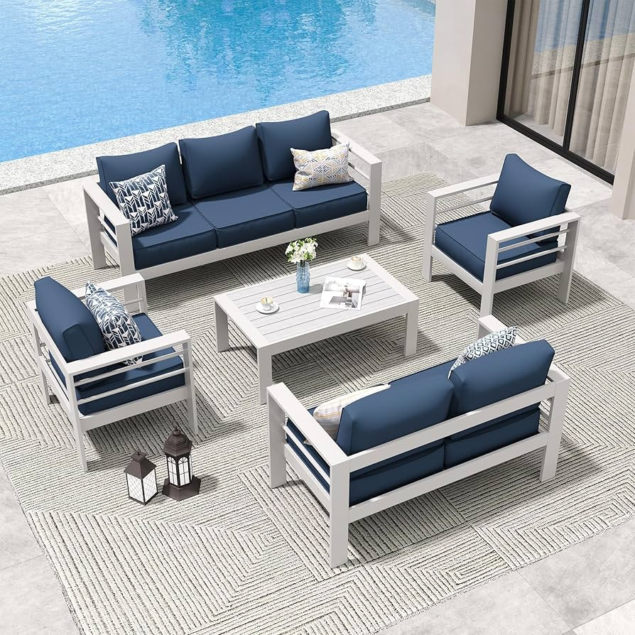 Amopatio Aluminum Patio Furniture, 8 Pieces Metal Outdoor Furniture Set, Outdoor Sectional Modern... | Amazon (US)