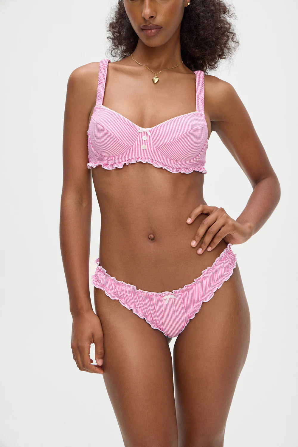 Beloved Bikini Bottom - Pink Stripe | Frankies Bikinis