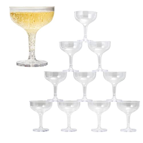 Upper Midland Products Acrylic Champagne Coupe 5 Oz Stem Glasses With Interlocking Groove Feature To Build Sturdy Tower, Weddings, Party, Bar, Martini, Margarita, Cocktail, Dessert Cups… (35 Count) | Amazon (US)