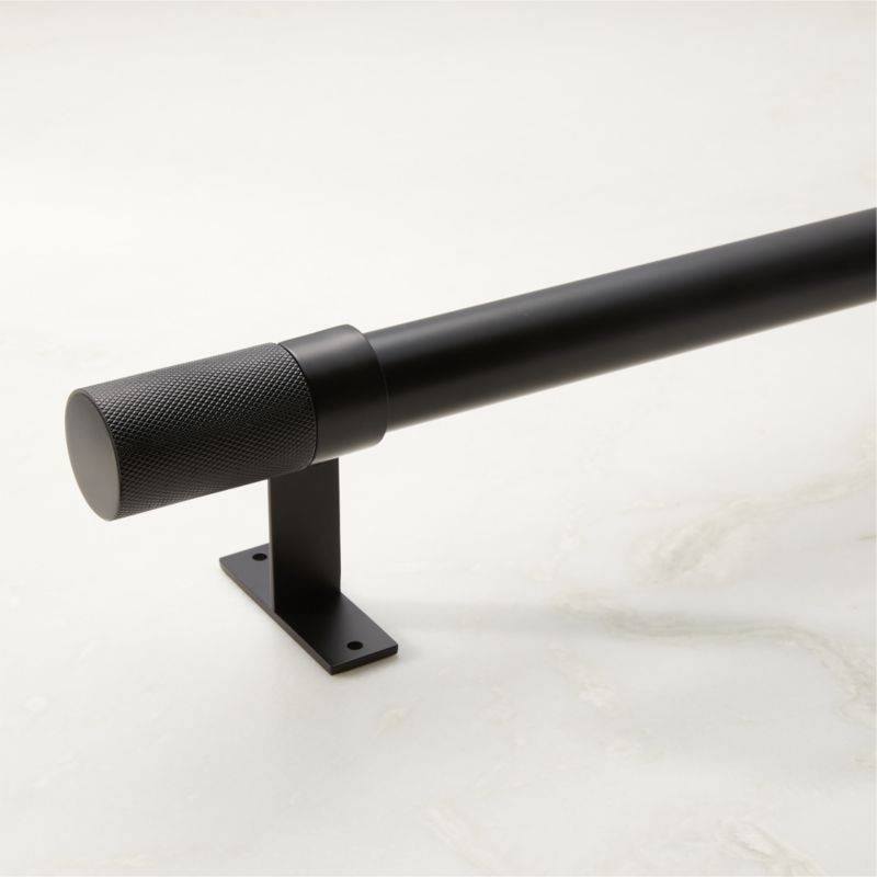 Porter Single Matte Black Curtain Rod with Knurled Finial 28''-48''x1.25'' + Reviews | CB2 | CB2