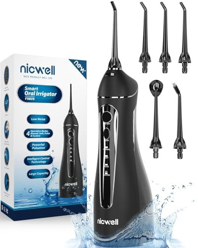 Nicwell Water Dental Flosser Teeth Pick - Cordless Portable 4 Modes Rechargeable Flossers Oral Irrigator IPX7 Waterproof Travel Gum Floss Cleaner Deep Cleaning Flossing Picks for Home Daily Shower | Amazon (US)