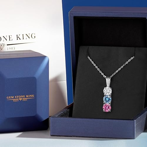 Gem Stone King Customized and Personalized Diamond and 3 Gemstone Birthstone Mother Necklaces In ... | Amazon (US)