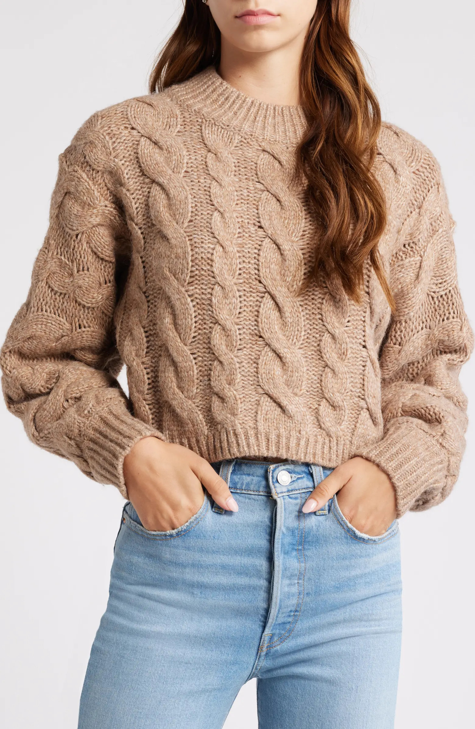 Cable Knit Crop Sweater | Nordstrom