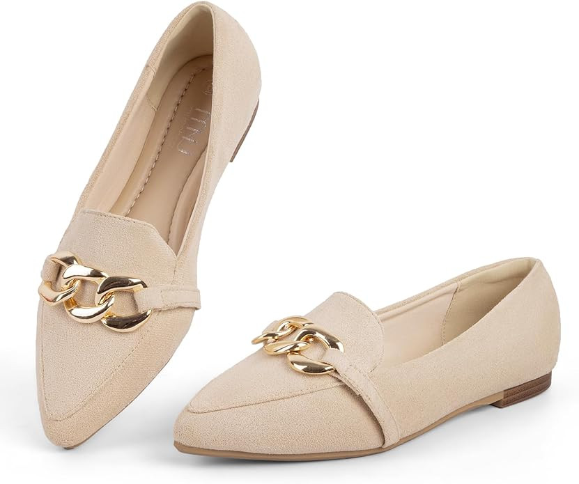 MUSSHOE Women's Loafers Comfortable Fashion Chain Flats Shoes for Women | Amazon (US)