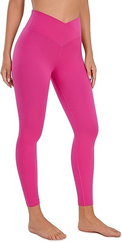 CRZ YOGA Womens Butterluxe Cross Waist Workout Leggings 25 Inches - V Crossover High Waisted Gym ... | Amazon (US)