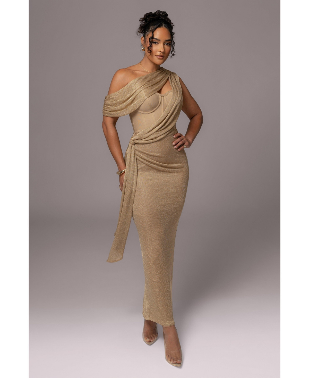 Jluxlabel Women's Metallic Celestina Draped Maxi Dress - Gold | Macy's