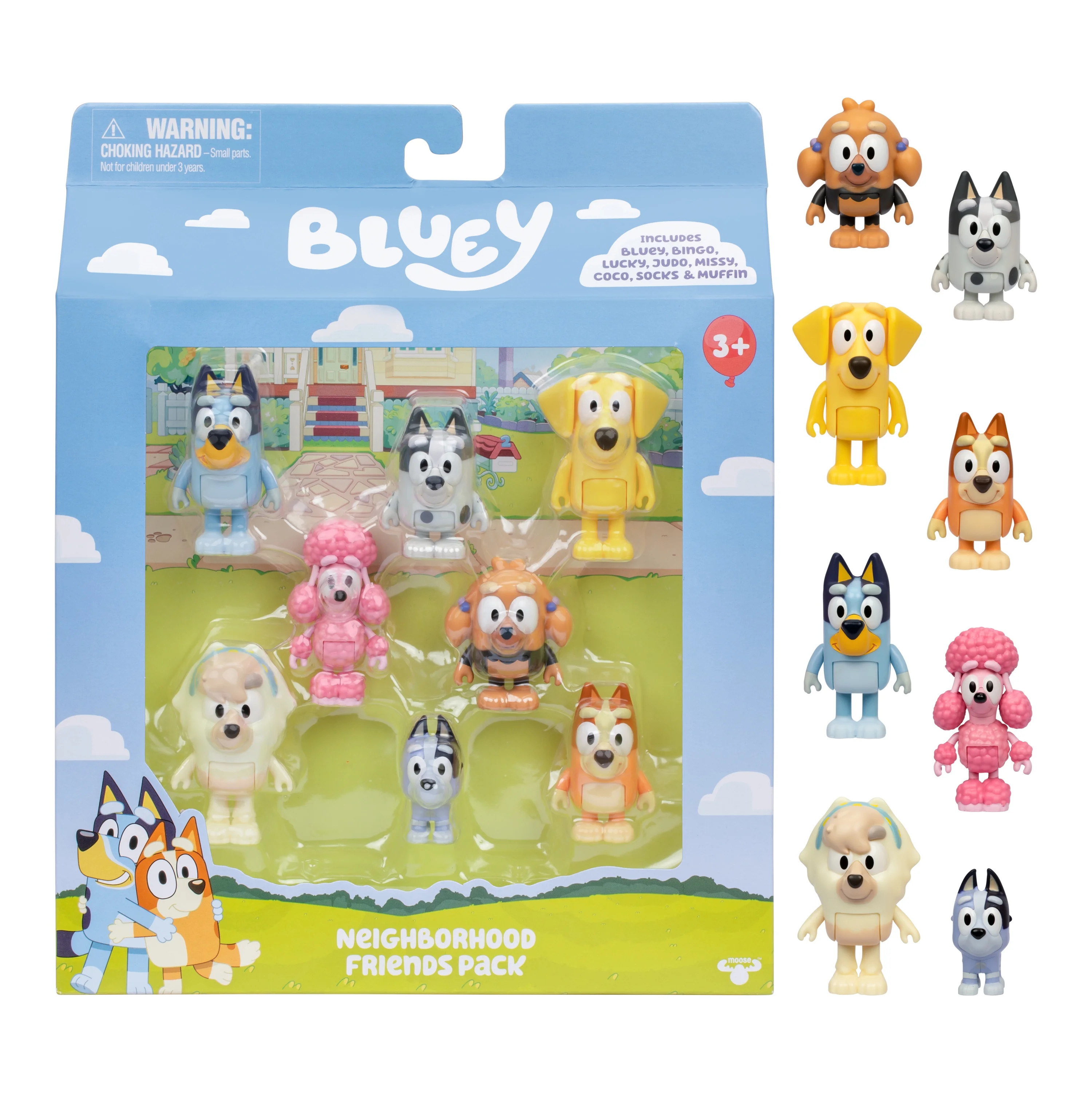 Bluey Neighborhood Friends 8 Pack, 2-2.5 Inch Articulated Figures, Ages 3+ - Walmart.com | Walmart (US)