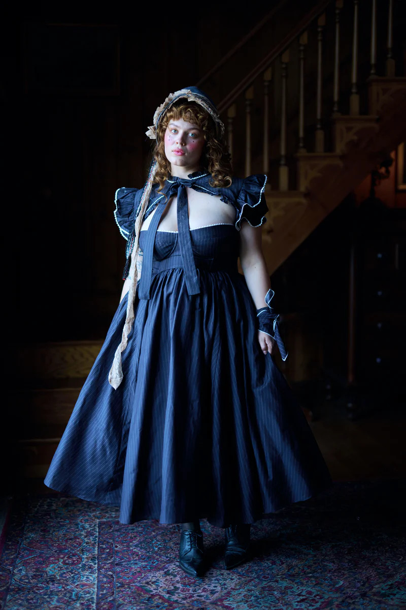 The Pinstripe High Court Dress | Selkie Collection