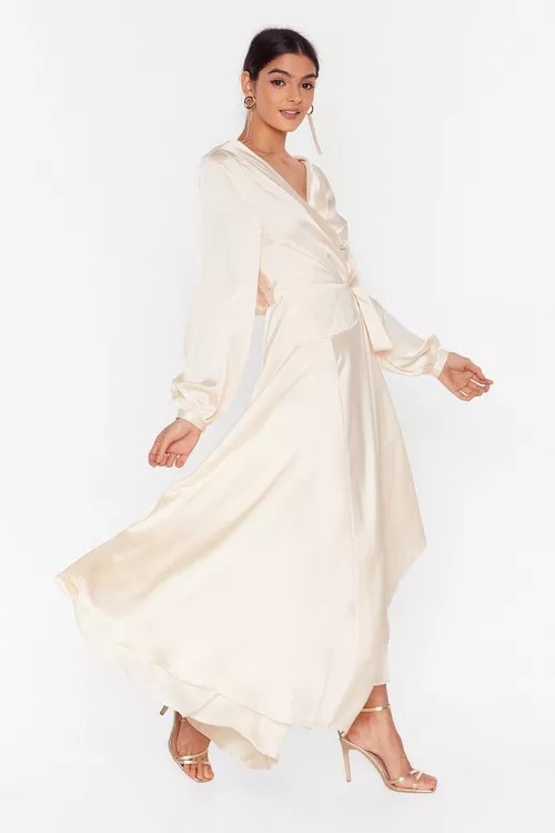 Cowl Back Satin Wrap Maxi Dress | Nasty Gal (US)