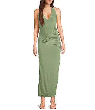 NIA Doris Halter High Slit Maxi Dress - XS | Dillard's