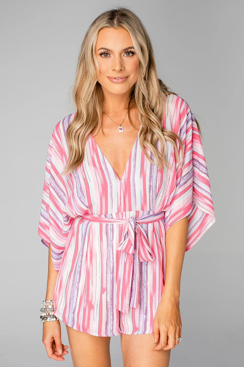 Rivers Kimono Sleeve Romper - Strawberries & Cream | BuddyLove