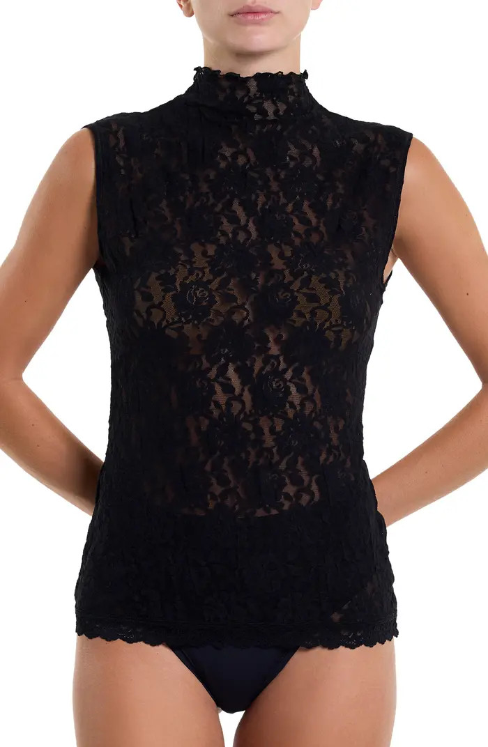 Hanky Panky Sig Mock Neck Sheer Lace Top | Nordstrom | Nordstrom