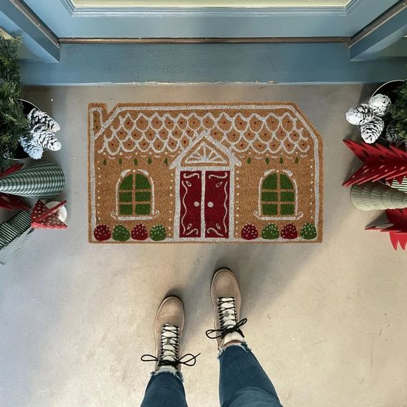 Holiday Doormat Gingerbread House Decor Christmas Decor  - Etsy | Etsy (US)