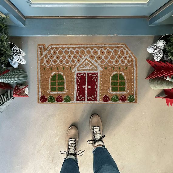 Holiday Doormat Gingerbread House Decor Christmas Decor  - Etsy | Etsy (US)