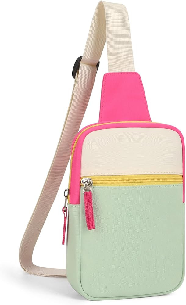 Kids Crossbody Small Sling Bag Girls Fanny Pack Colorblock Belt Bags Cute Purse Chest Bag for Gir... | Amazon (US)