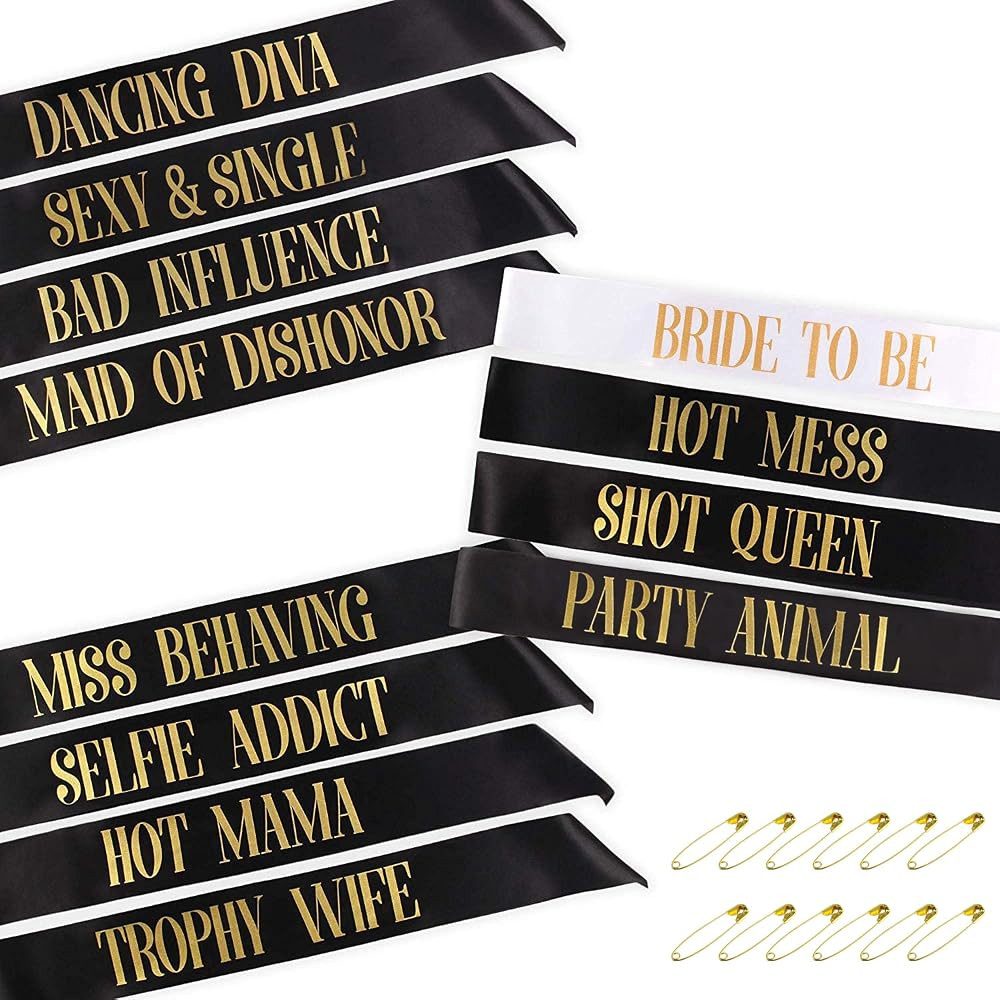 Snsowed 12 Pack- Bachelorette Party Bride to Be Sash- Unique Bride Bridesmaid Sashes for Bachelor... | Amazon (US)