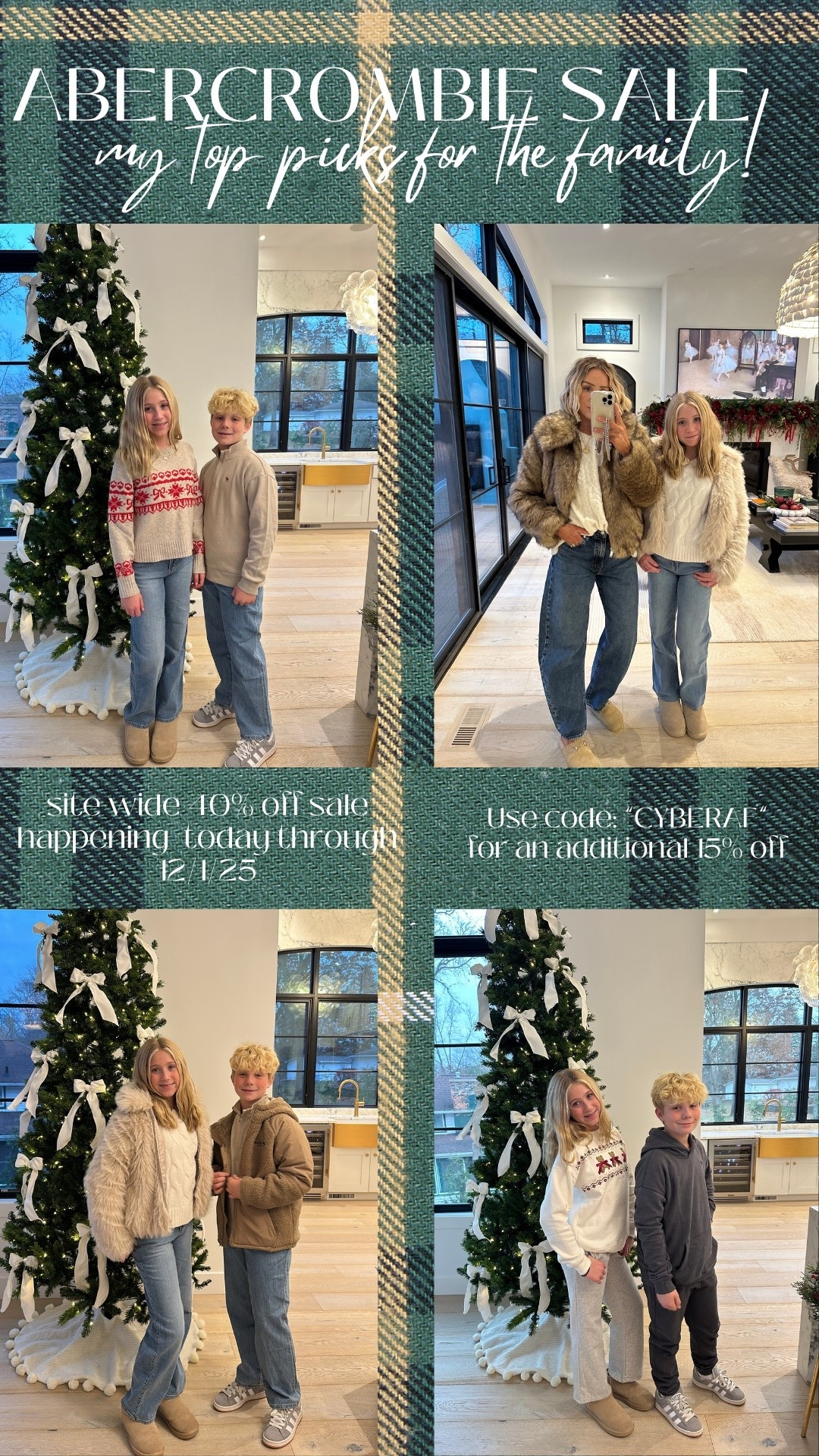 #abercrombiepartner Cyber week at @abercombie Kids is here! Get 40% off everything from the kids site. Use code: “CYBERAF” for an additional 15% off. Offer valid in stores and online from 11/24/2025-12/1/2025 in US/CA. Excludes clearance and gift cards. Online price reflects discount. *Use code CYBERAF to get an additional 15% off everything in stores and online at checkout from 11/24/2025-12/1/2025 in US/CA. Excludes clearance and gift cards. See details online #abercrombiekids

#LTKHoliday #LTKSeasonal #LTKCyberWeek