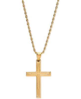 Engraved Cross 20" Pendant Necklace in 14k Gold | Macy's