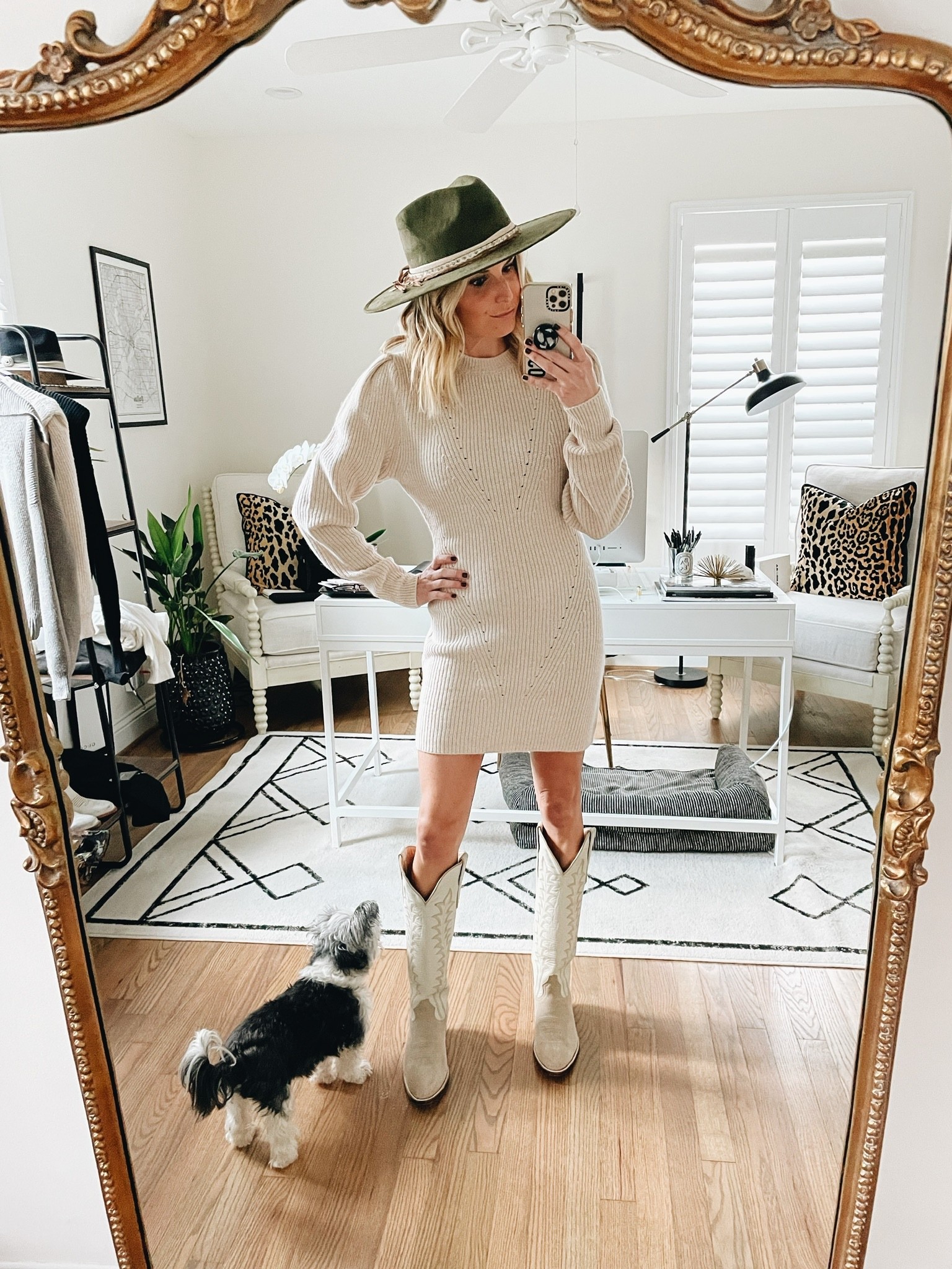Cream sweater dress and cowboy boots 

#LTKSeasonal #LTKstyletip #LTKshoecrush