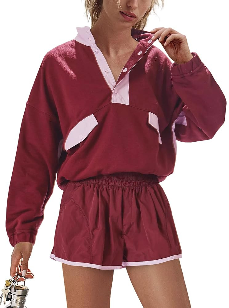 Nirovien Womens Workout Sets Athletic Short Sweat Set Activewear 2 Piece Outfits Pullover Sweatsh... | Amazon (US)