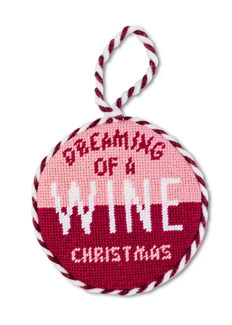 Wine Christmas Needlepoint Ornament | Alice & Wonder