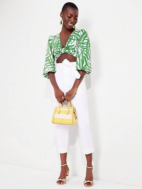 palm fronds bow-front crop top | Kate Spade (US)