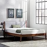 Edenbrook Crockett Wood and Upholstered Bed Frame-Box Spring Optional Platform, Twin, Brown and Gray | Amazon (US)