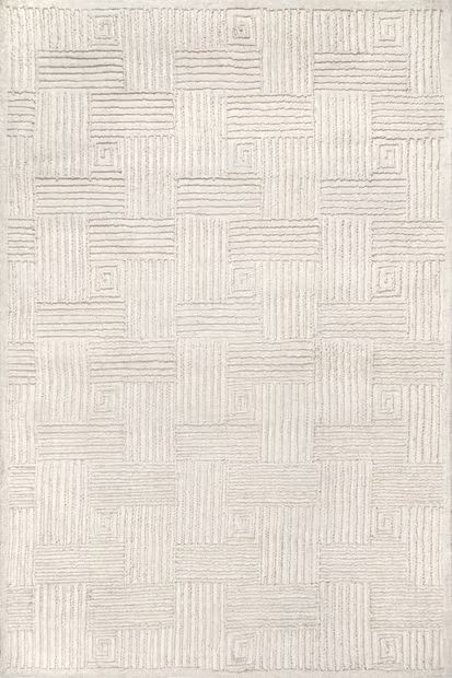 Ivory Hadley Textured Stripes 8' x 10' Area Rug | Rugs USA