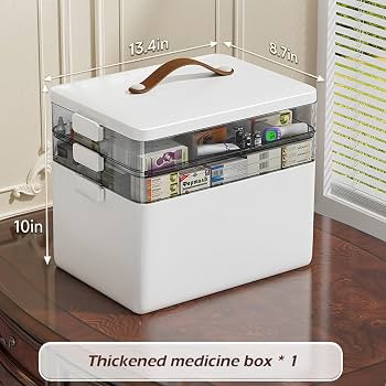 CTIME 3-Tier Medicine Organizer - Portable Medicine Cabinet with Leather Handle, Empty First Aid ... | Amazon (US)