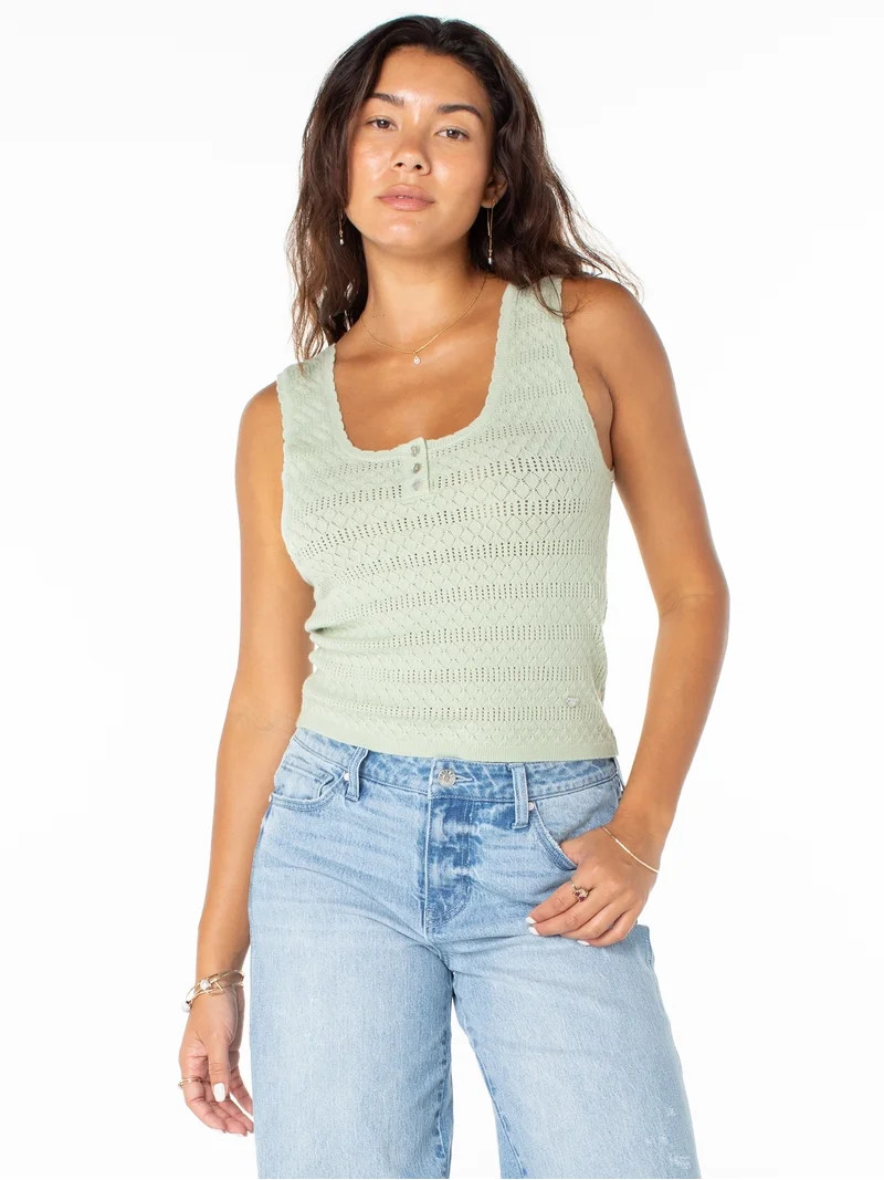 Celebrity Pink Women's Pointelle Henley Tank Top, Sizes XS-XXXL | Walmart (US)