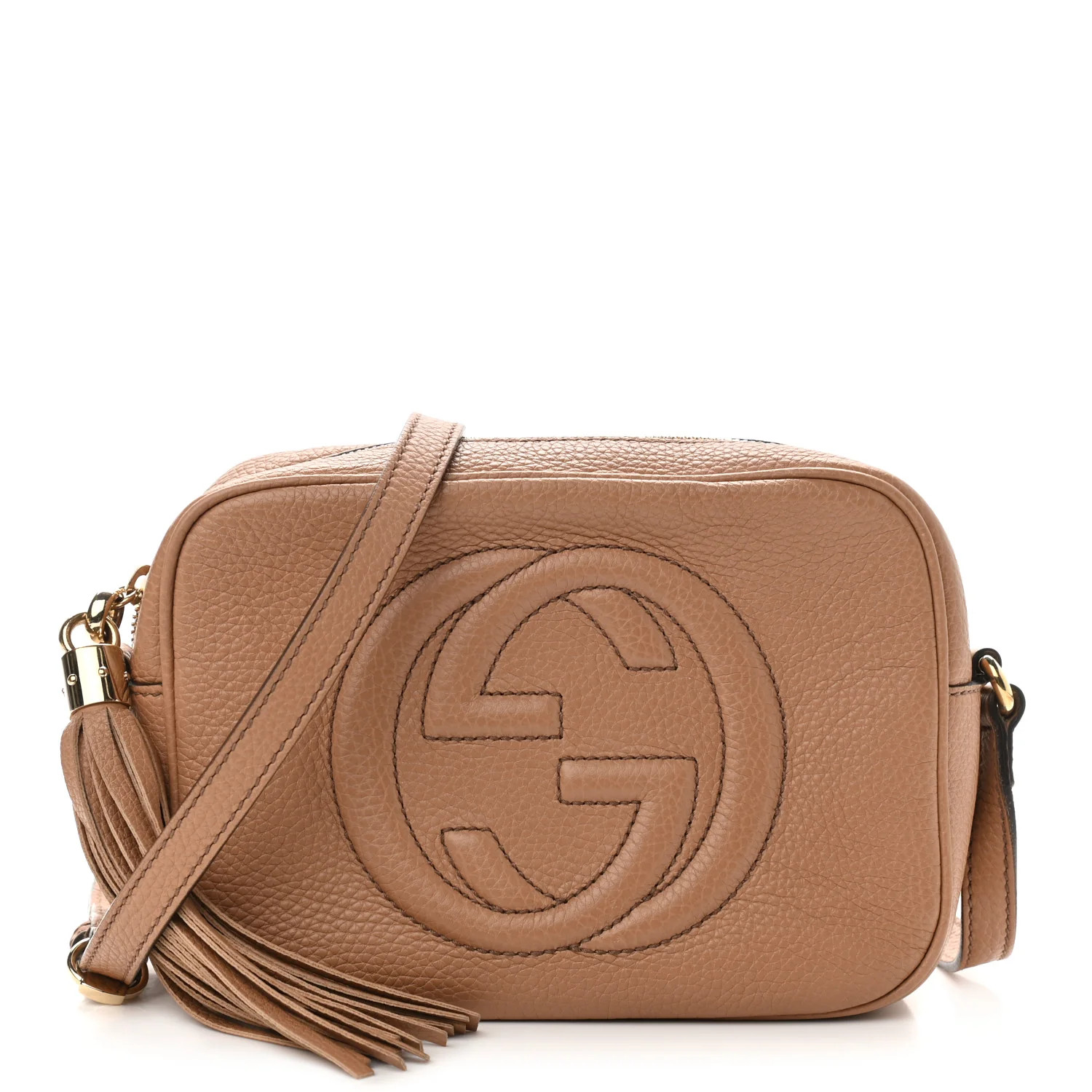 GUCCI Pebbled Calfskin Small Soho Disco Bag Camelia | FASHIONPHILE | Fashionphile