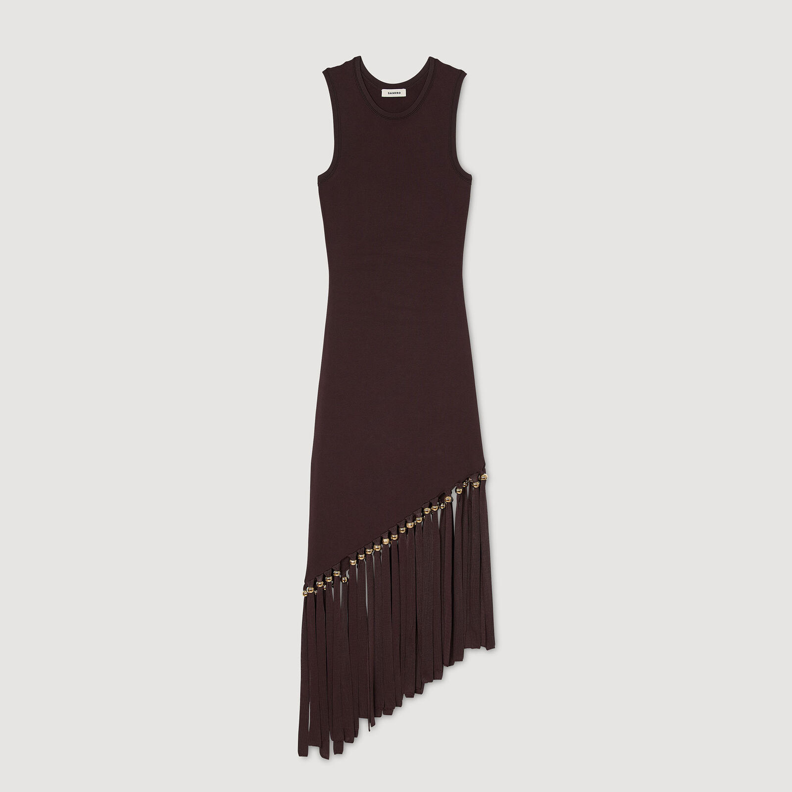 Fringed and beaded maxi dress | Sandro US | Sandro-Paris US