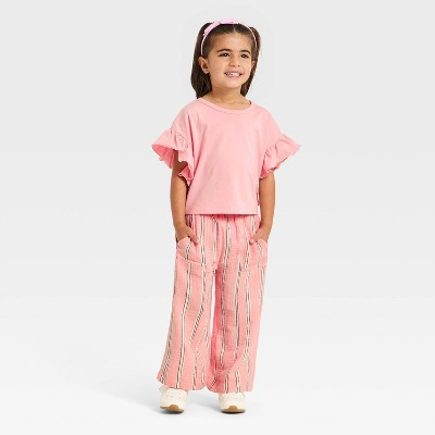 Grayson Mini Toddler Girls' Striped Guaze T-Shirt and Pant Set - Pink 12M | Target