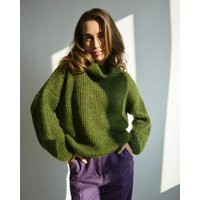 Green Creative Turtleneck Sweater Mohair Chunky Thick Warm Stylish Knitted Slouchy Soft Unique Wool | Etsy (US)