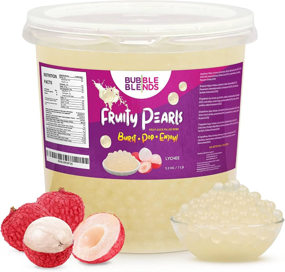 Bubble Blends Lychee Popping Boba (7lbs), Fruit Juice-Filled Popping Pearls for Bubble Tea, Fat-F... | Amazon (US)