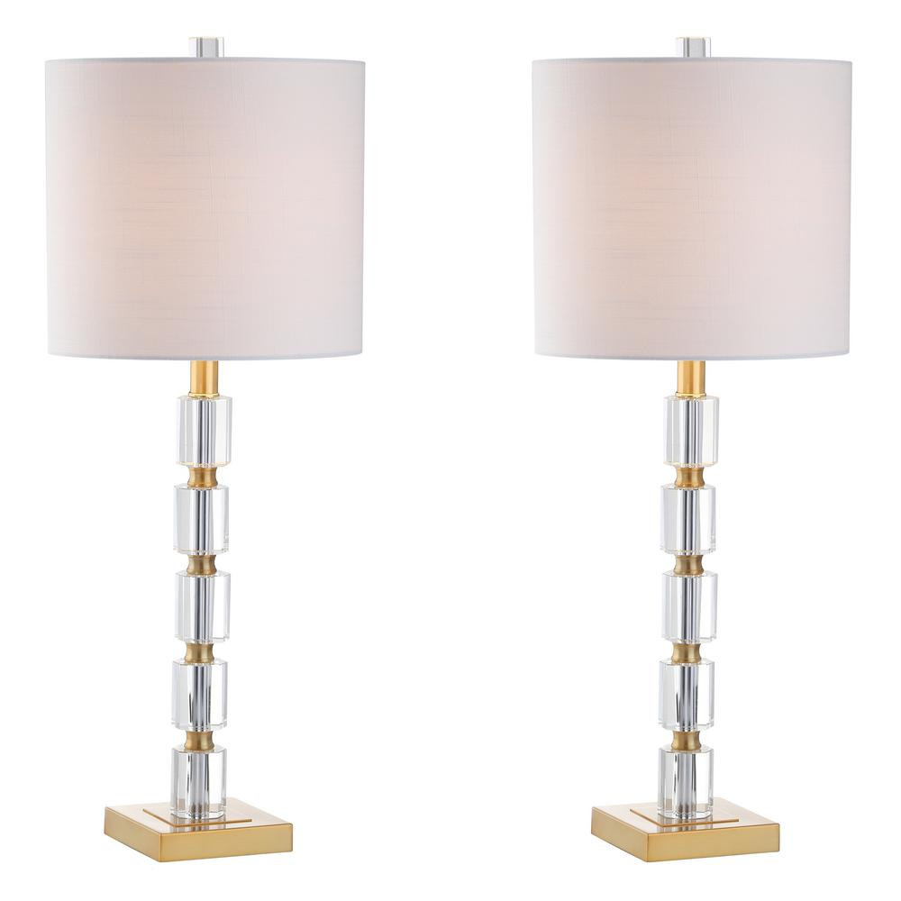 Claire 28.5 in. Crystal Table Lamp, Clear/Brass (Set of 2) | The Home Depot