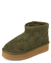 Girls Low Platform Teddy Boots - green | The Children's Place