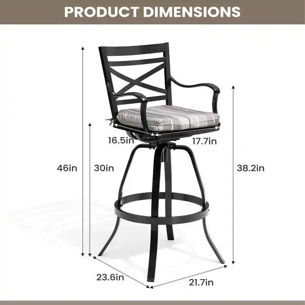 Outdoor Patio Bar Stools Aluminum Swivel Bar Chair with Sunbrella Cushion - 21.7 in W x 16.5 in D... | Bed Bath & Beyond