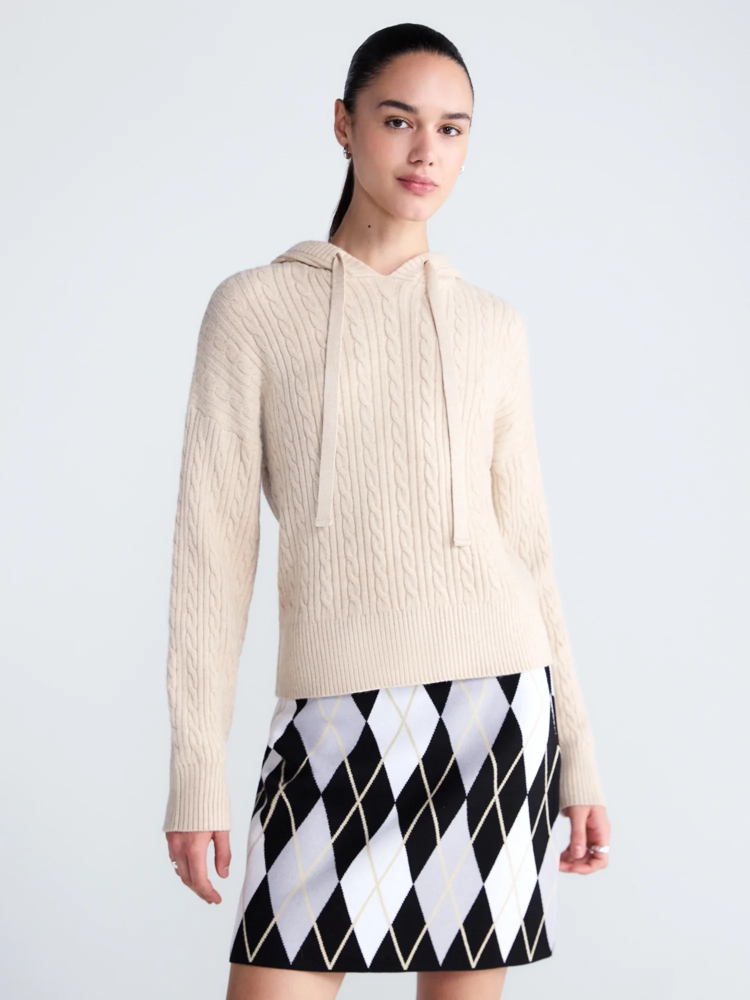 Free Assembly Women's and Women's Plus Cozy Yarn Cable Knit Hoodie Sweater, Midweight, Sizes XS-4X - Walmart.com | Walmart (US)