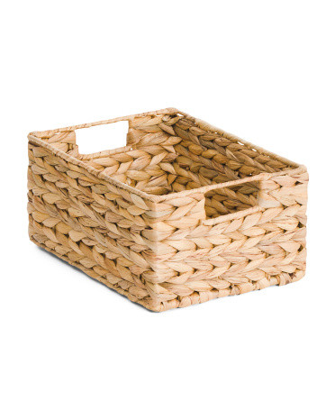 Havana Water Hyacinth Rectangle Storage Basket With Handles | TJ Maxx