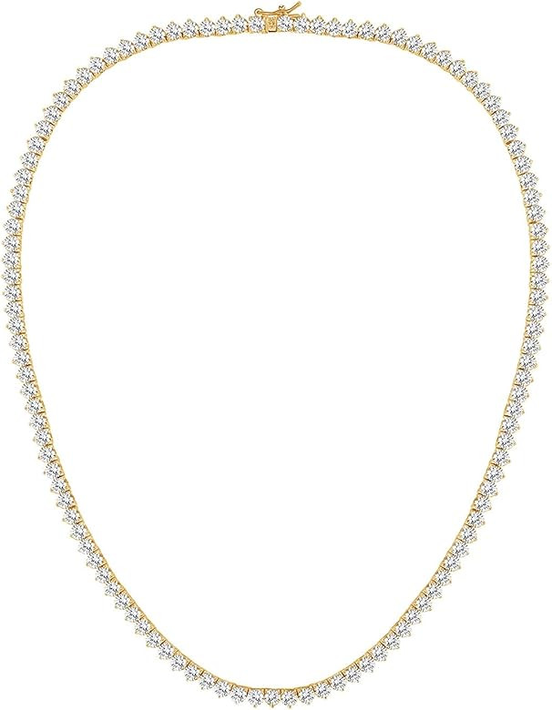 GMESME 18K White Gold Plated Cubic Zirconia Classic Tennis Necklace (14-24inch) | Amazon (US)