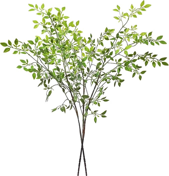 43.3 Inch Green Nandian Fake Plants 2 Pcs Greenery Stems for Vase Decor, Artificial Plants Faux B... | Amazon (US)