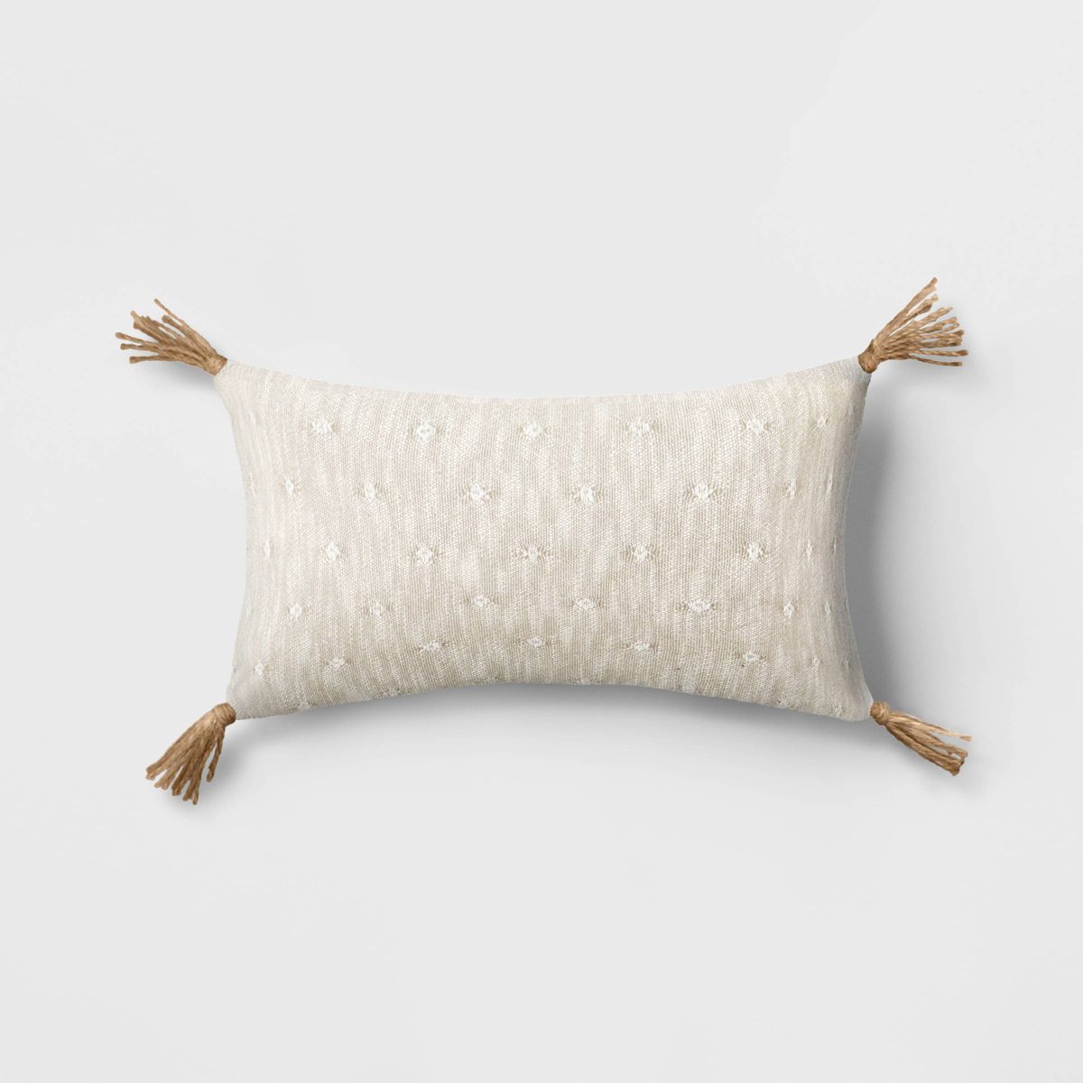 Woven Jacquard Lumbar Throw Pillow with Tassels Khaki - Threshold™ | Target