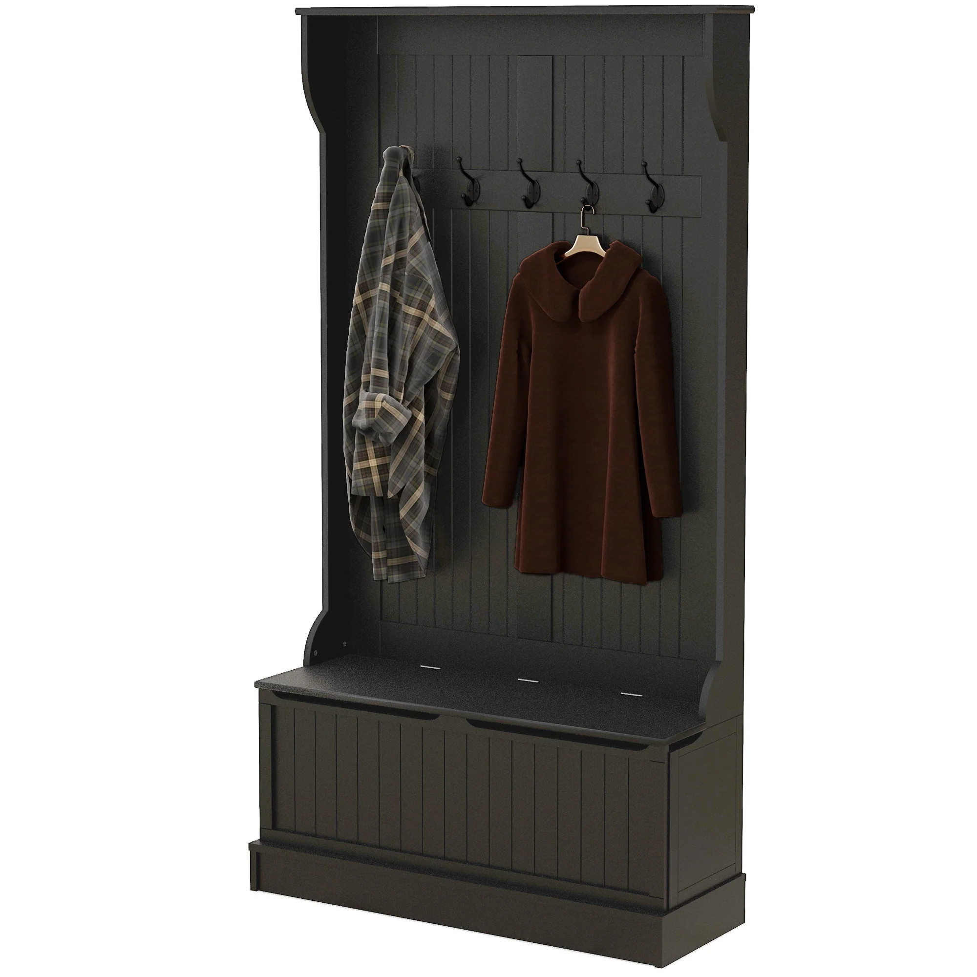 Entryway Bench with Coat Hooks and Shoe Rack | Shop Simon
