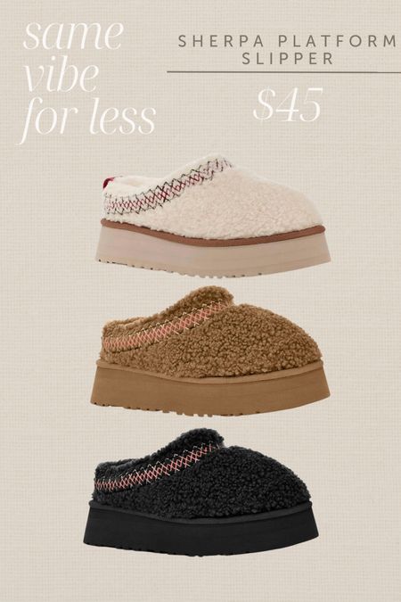 These look like the viral sherpa platform Uggs and are only $45! #sherpaslipper #platformslipper #lookforless #save #splurge #uggs #fallshoes #cozyshoes #boots #bootie #slipper 

#LTKshoecrush #LTKfindsunder50 #LTKGiftGuide