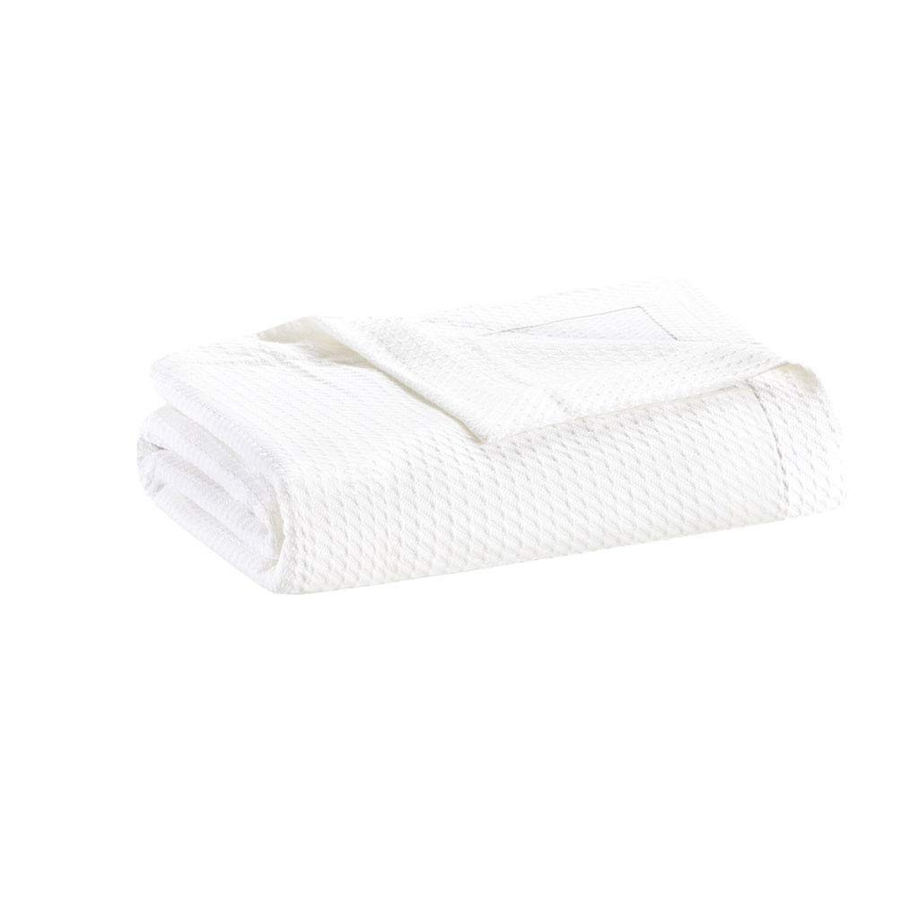 Madison Park Egyptian Cotton Luxury Blanket White 108x90 King Size Knit Premium Soft Cozy 100% Ce... | Amazon (US)