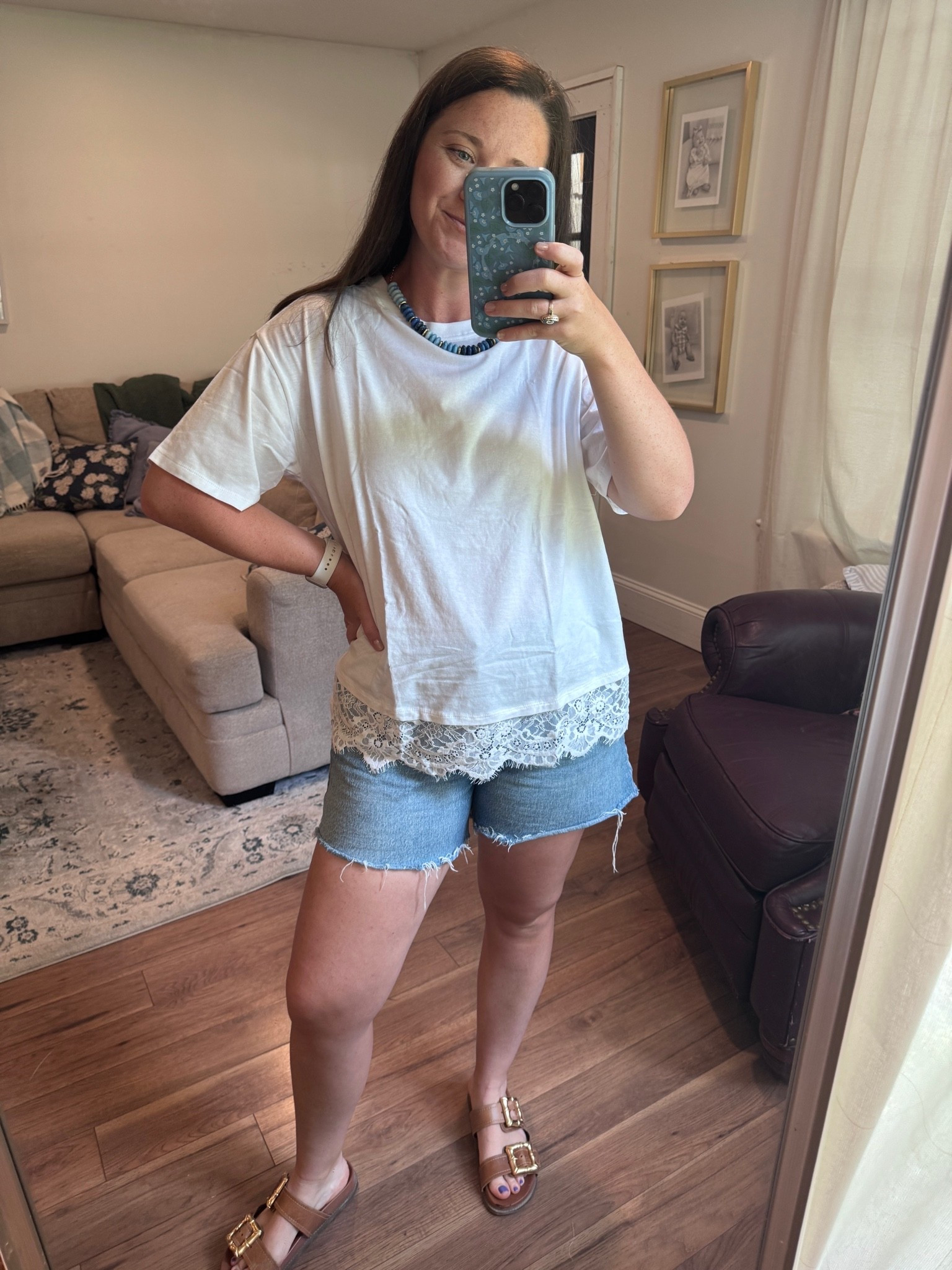 Oversized t shirt. Lace top