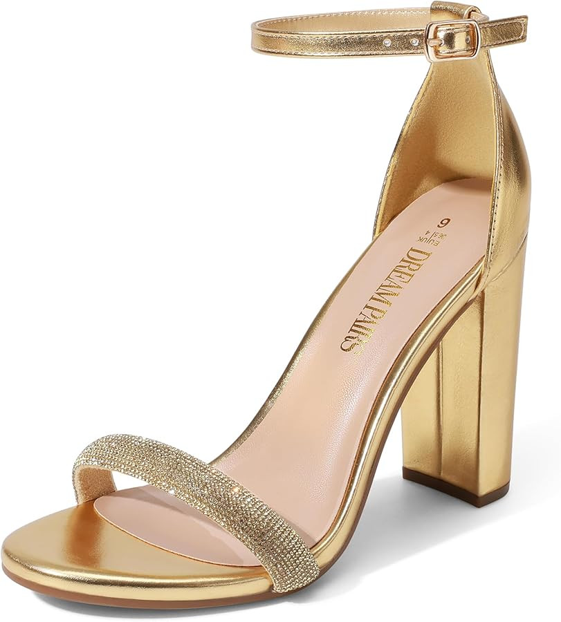 DREAM PAIRS Women's Hi-Chunk High Heel Pump Sandals | Amazon (US)