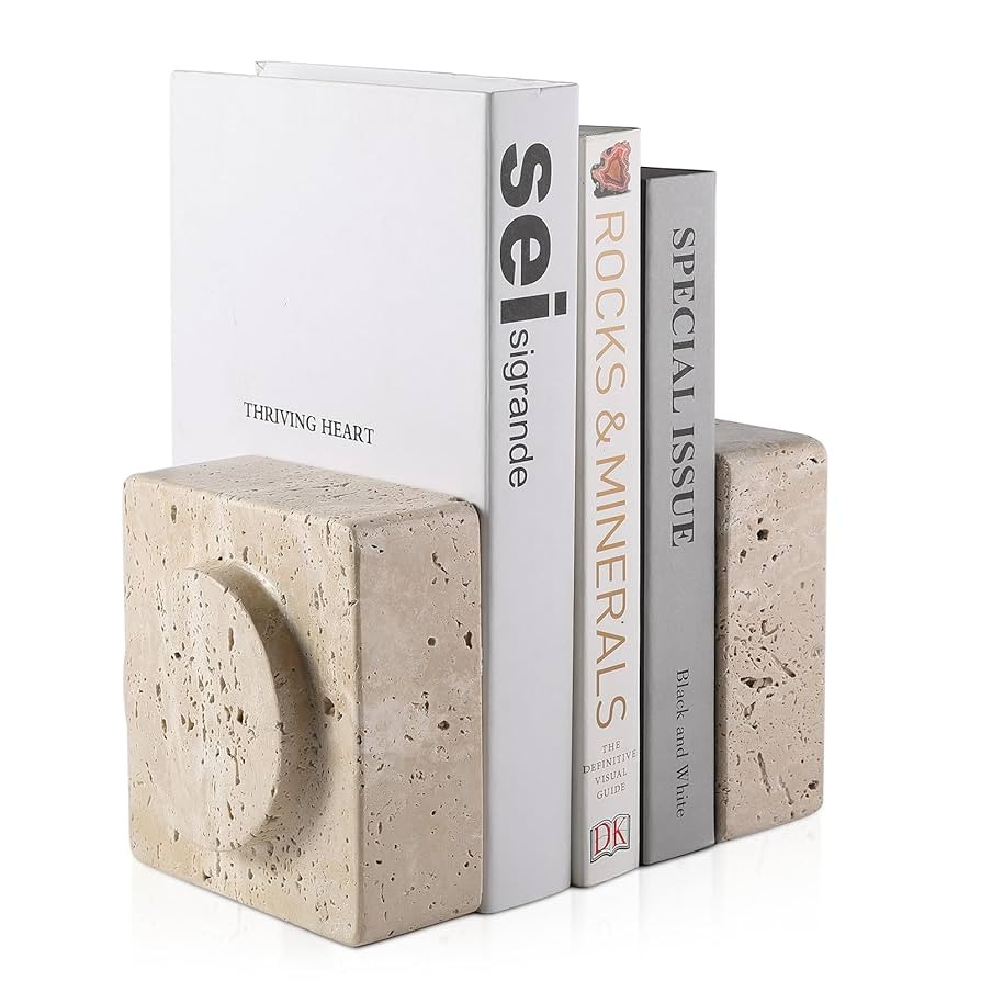 Koville Marble Square Book Ends, Heavy Duty Book Holders, Bookends for Shelves, Office Bookshelf ... | Amazon (US)